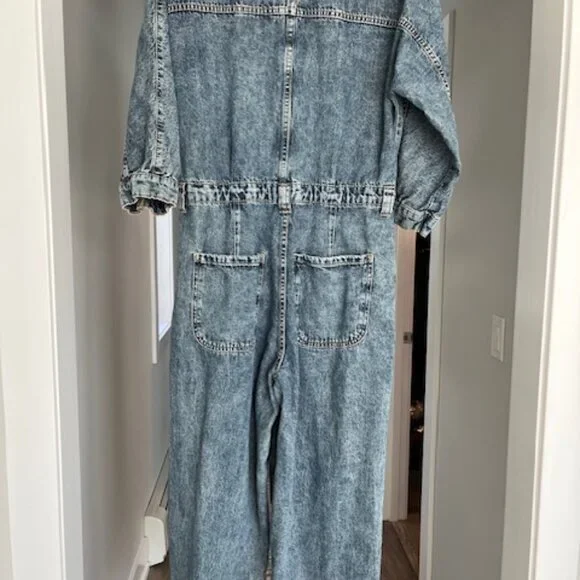 Free People We The Free Sammie Denim Coverall Jumpsuit Size M - Picture 4 of 9